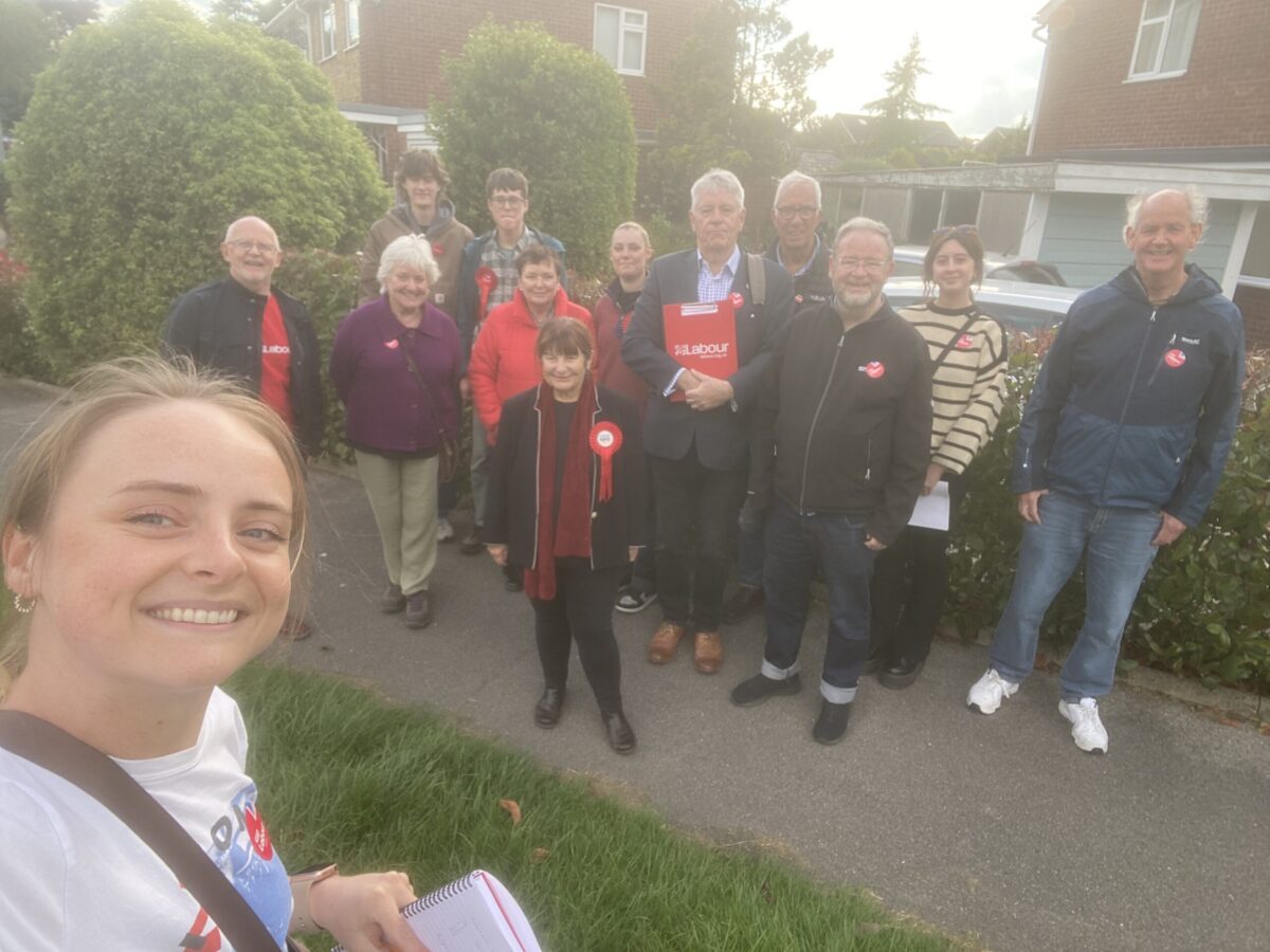 Emily leading a campaigning session with local labour members.